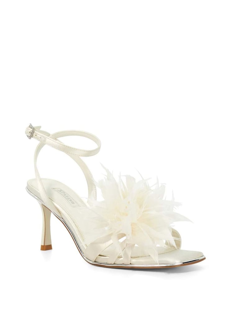 Dune London Cream Mylove Bridal Feather Sandals - Image 2 of 6