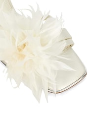 Dune London Cream Mylove Bridal Feather Sandals - Image 5 of 6