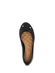 Dune London Black Ground Wide Fit Hallo Charm Trim Leather Ballet Shoes - Image 4 of 6