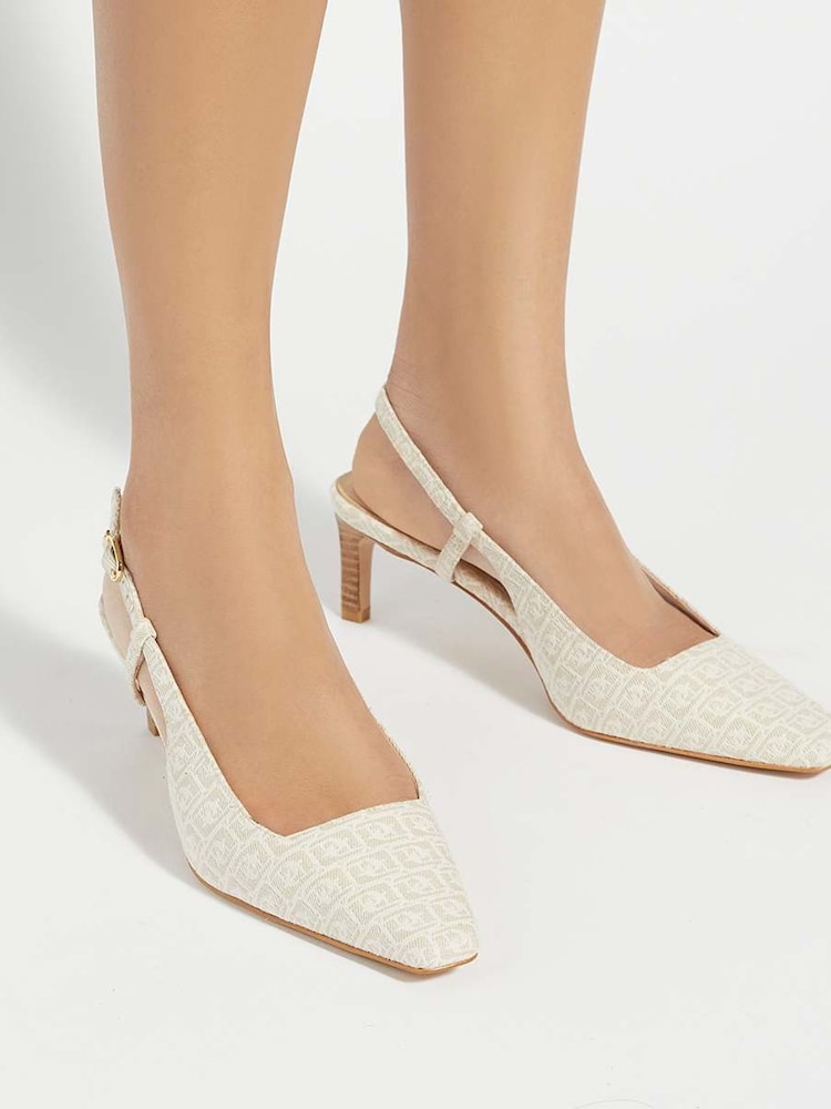 Dune London Nude Dancing Mono Sling Back Kitten Heels - Image 1 of 6