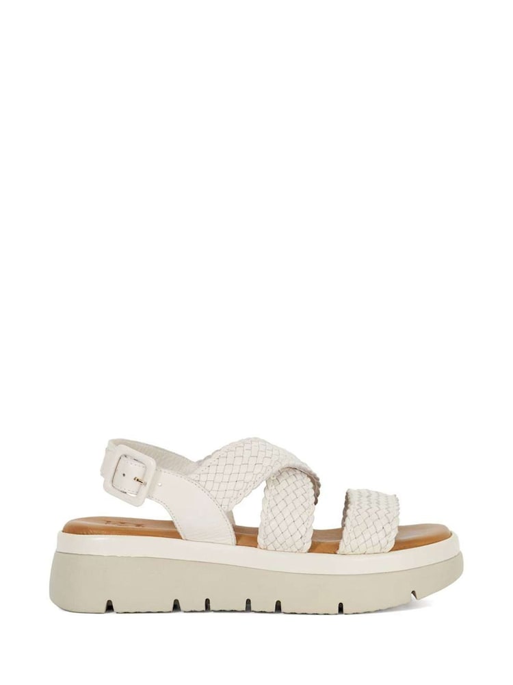 Blanco - Dune London Lorro Woven Strap Cross Over Heeled Sandals - Imagen 1 de 6 Blanco - Dune London Lorro Woven Strap Cross Over Heeled Sandals - Imagen 1 de 6