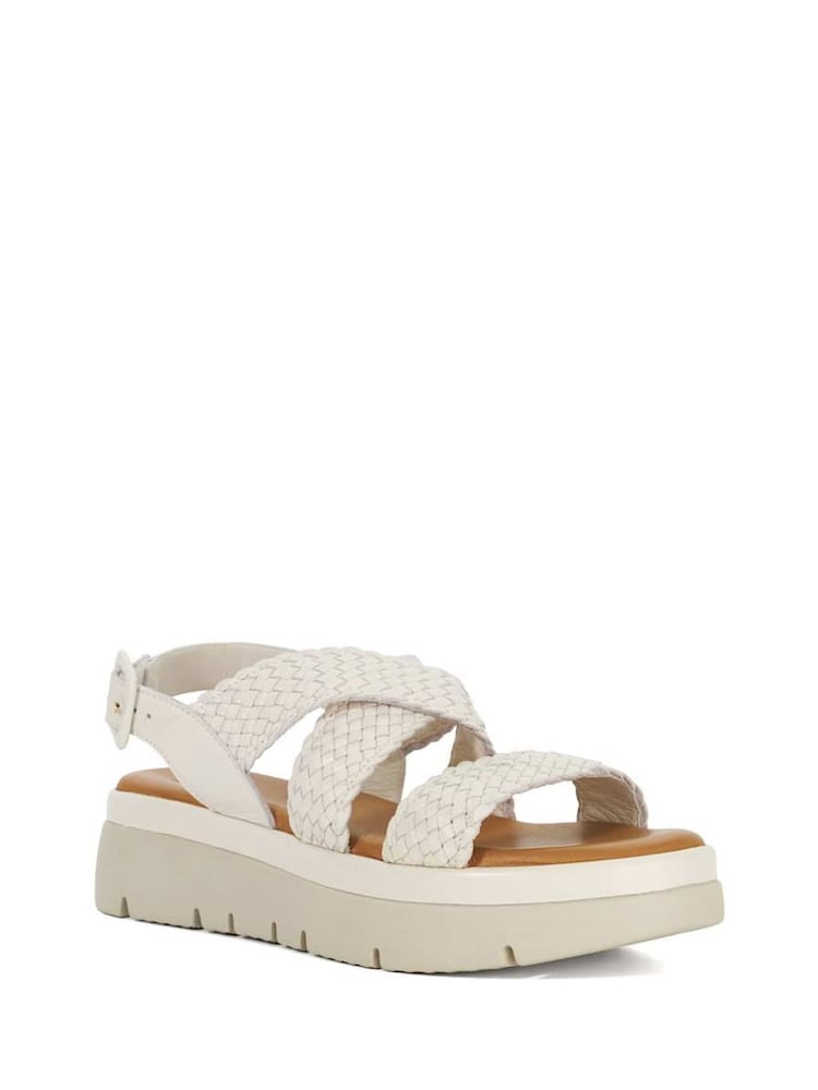 Blanco - Dune London Lorro Woven Strap Cross Over Heeled Sandals - Imagen 2 de 6 Blanco - Dune London Lorro Woven Strap Cross Over Heeled Sandals - Imagen 2 de 6