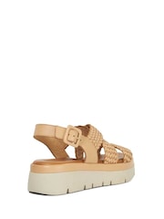 Dune London Cream Lorro Woven Strap Cross Over Heeled Sandals - Image 3 of 6
