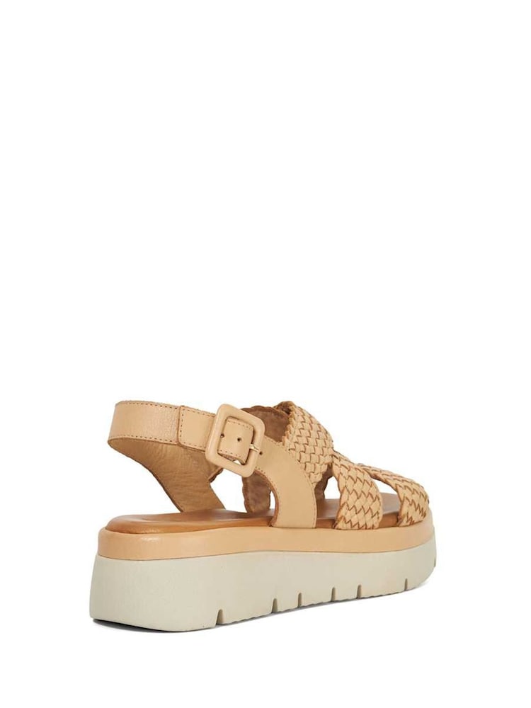 Dune London Cream Lorro Woven Strap Cross Over Heeled Sandals - Image 3 of 6