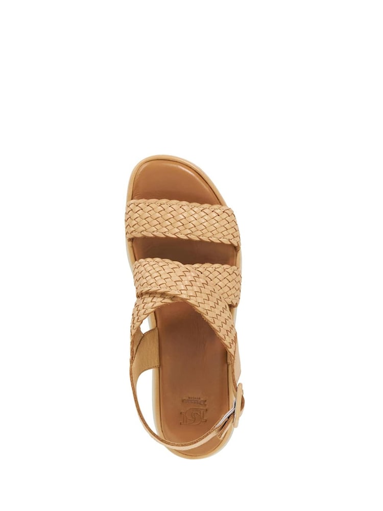 Dune London Cream Lorro Woven Strap Cross Over Heeled Sandals - Image 4 of 6