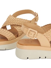 Dune London Cream Lorro Woven Strap Cross Over Heeled Sandals - Image 5 of 6