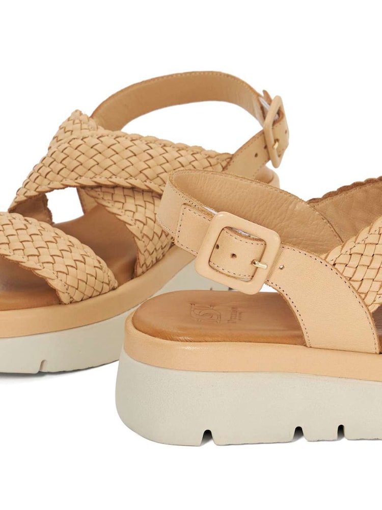 Dune London Cream Lorro Woven Strap Cross Over Heeled Sandals - Image 5 of 6
