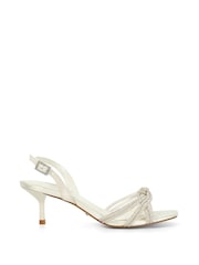 Dune London Cream Moments Cross Strap Mid Heel Sandals - Image 2 of 6