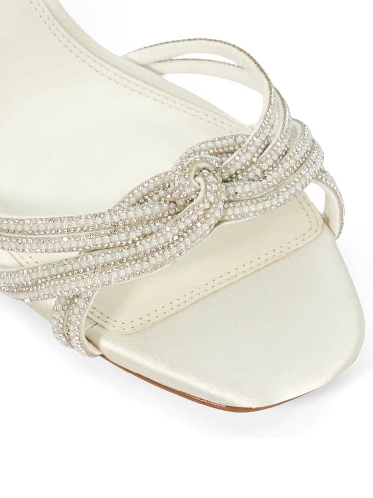Dune London Cream Moments Cross Strap Mid Heel Sandals - Image 6 of 6