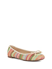 Dune London Cream/Pink Wide Fit Hallo Charm Trim Leather Ballet Shoes - Image 3 of 6