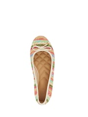 Dune London Cream/Pink Wide Fit Hallo Charm Trim Leather Ballet Shoes - Image 5 of 6
