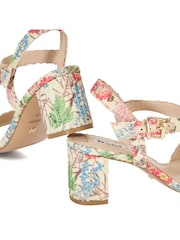 Dune London Cream Wide Fit Merisa 2 Part Block Heel Sandals - Image 6 of 6
