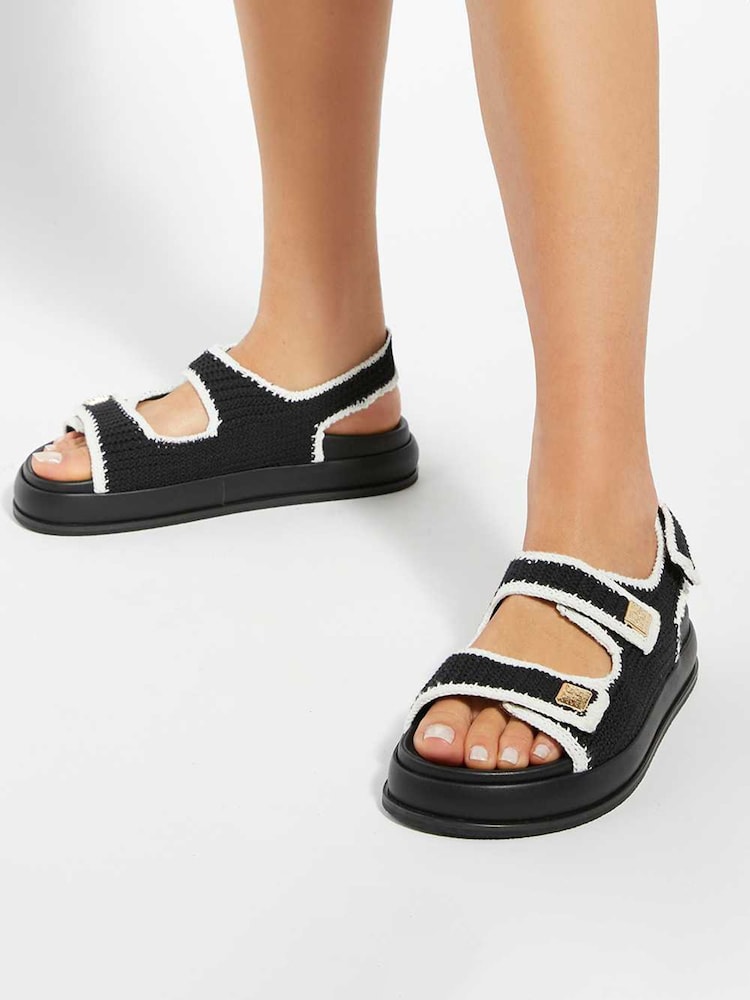 Dune London Black Luffle Double Strap Footbed Sandals - Image 1 of 6