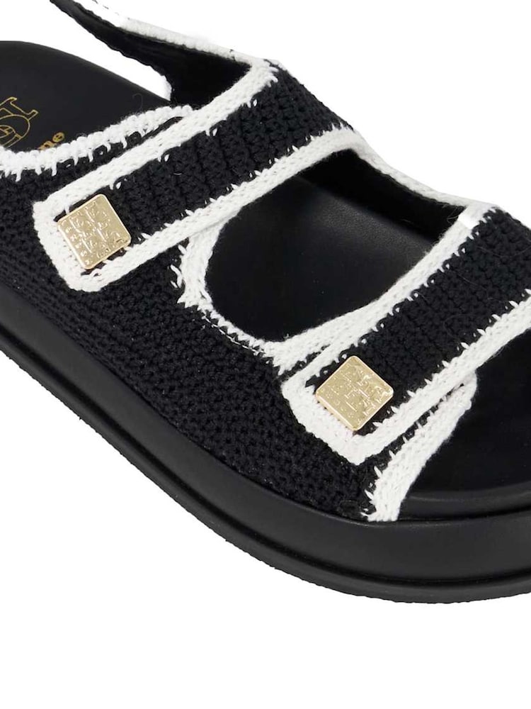 Dune London Black Luffle Double Strap Footbed Sandals - Image 6 of 6