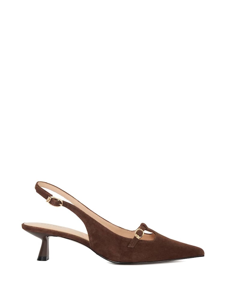 Dune London Tan Brown Deserving Shallow Mary Jane Open Heels - Image 1 of 6