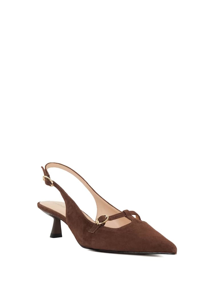 Dune London Tan Brown Deserving Shallow Mary Jane Open Heels - Image 2 of 6