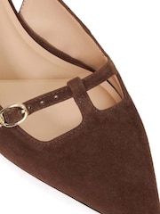 Dune London Tan Brown Deserving Shallow Mary Jane Open Heels - Image 5 of 6