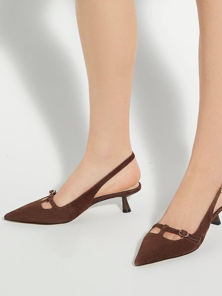 Dune London Tan Brown Deserving Shallow Mary Jane Open Heels - Image 6 of 6
