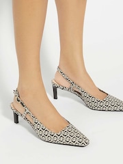 Dune London Black Dancing Mono Sling Back Kitten Heels - Image 1 of 6