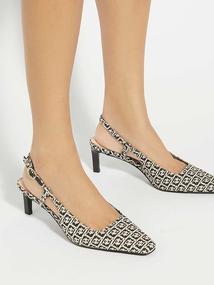 Dune London Black Dancing Mono Sling Back Kitten Heels - Image 1 of 6