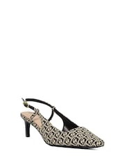Dune London Black Dancing Mono Sling Back Kitten Heels - Image 2 of 6