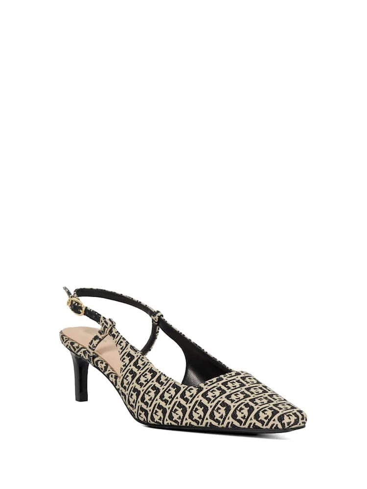 Dune London Black Dancing Mono Sling Back Kitten Heels - Image 2 of 6