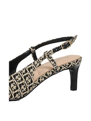 Dune London Black Dancing Mono Sling Back Kitten Heels - Image 6 of 6