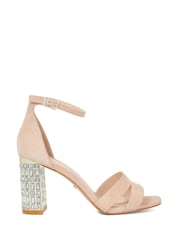 Dune London Pink Malenna Jewelled Heel Sandals - Image 1 of 5