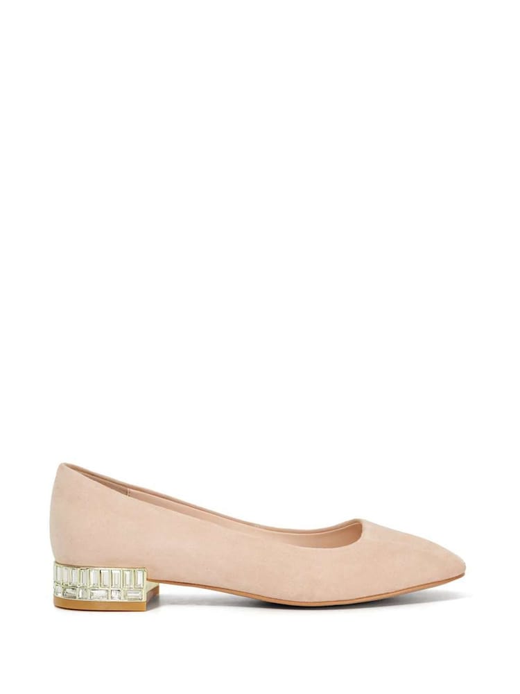 Dune London Nude Ballerina Jewel Heel Court Shoes - Image 1 of 5