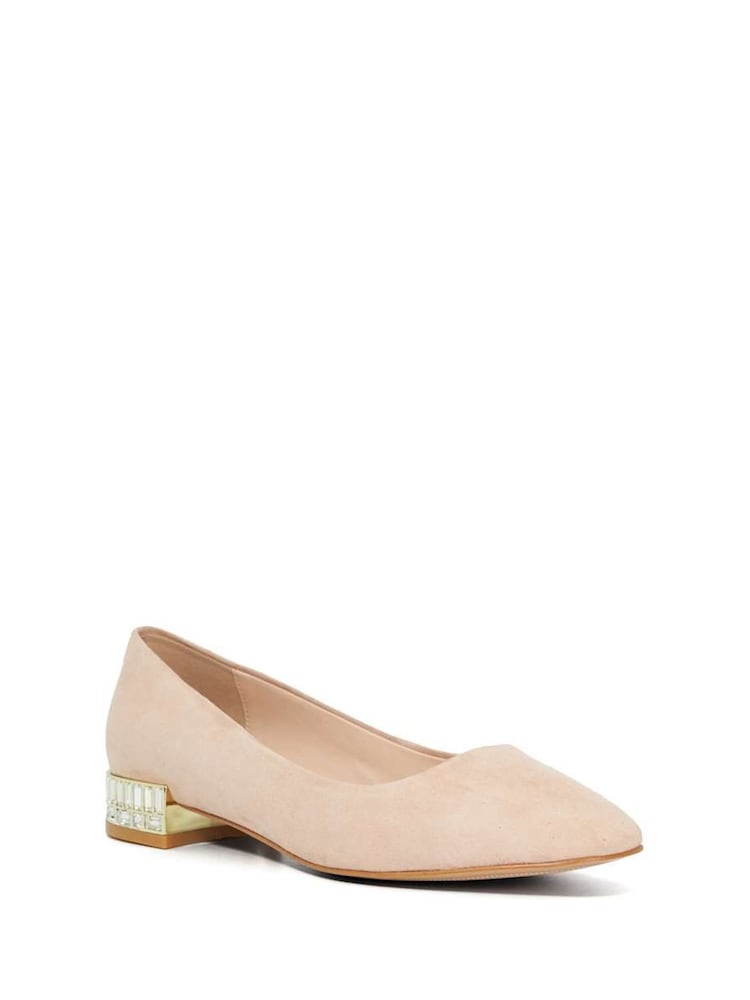 Dune London Nude Ballerina Jewel Heel Court Shoes - Image 2 of 5