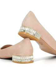 Dune London Nude Ballerina Jewel Heel Court Shoes - Image 5 of 5