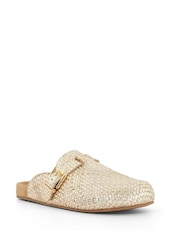 zlata (barva); zlato - Dune London Glaized Woven Backless Mule natikač - Slika 4 iz 5