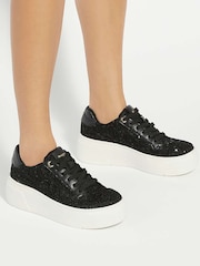Черный - Dune London Episode Flatform Lace Up Sport Trainers - Image 1 of 6