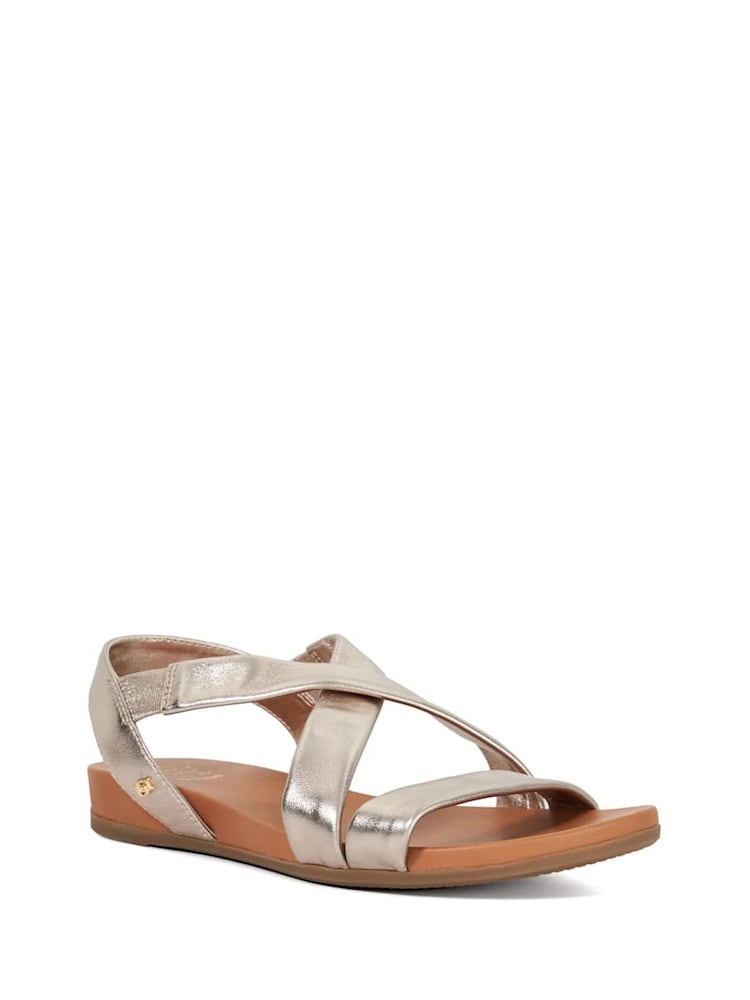 ذهبي - Dune London Landies Cross Strap Comfort Flat Sandals - صورة 2 من 6 ذهبي - Dune London Landies Cross Strap Comfort Flat Sandals - صورة 2 من 6