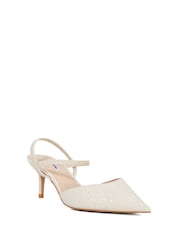 Dune London Cream Wide Fit Classical Elasticated Open Courts - Image 3 of 6