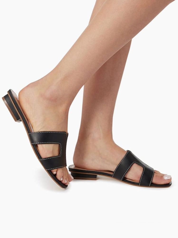 Dune London Charcoal Black Wide Fit Loupe Smart Slider Sandals - Image 1 of 10