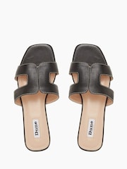 Dune London Charcoal Black Wide Fit Loupe Smart Slider Sandals - Image 8 of 10