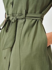 Crew Clothing Green Bethany Cotton & Lyocell Shirt Dress - Image 4 of 5