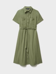 Crew Clothing Green Bethany Cotton & Lyocell Shirt Dress - Image 5 of 5