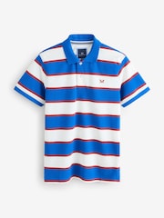 Crew Clothing Blue Stripe 100% Cotton Polo Shirt - Image 1 of 1