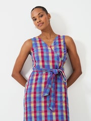 Crew Clothing Blue Jenny Wrap-Front 100% Cotton Dress - Image 3 of 5