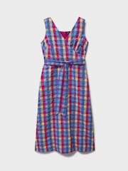 Crew Clothing Blue Jenny Wrap-Front 100% Cotton Dress - Image 5 of 5