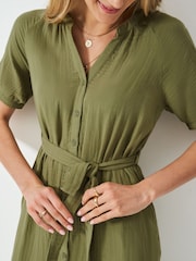 Crew Clothing Green Kate 100% Cotton-Cheesecloth Dress - Image 4 of 5