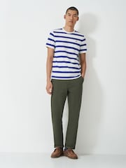 Crew Clothing White Gabriel Stripe 100% Cotton Top - Image 1 of 5