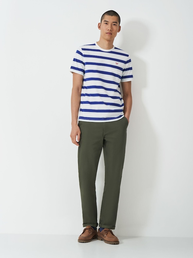 Crew Clothing White Gabriel Stripe 100% Cotton Top - Image 1 of 5