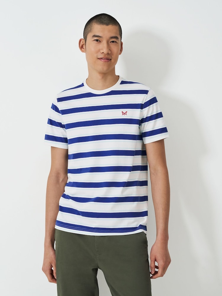 Crew Clothing White Gabriel Stripe 100% Cotton Top - Image 2 of 5