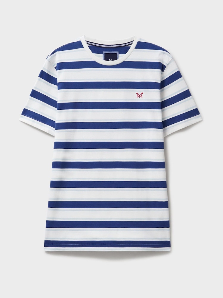 Crew Clothing White Gabriel Stripe 100% Cotton Top - Image 5 of 5