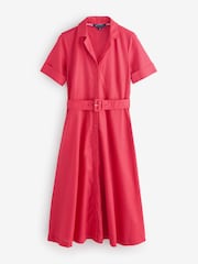 Crew Clothing Red Ava Linen-Blend Shirt Dress - Image 1 of 1