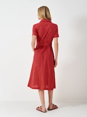 Crew Clothing Red Ava Linen-Blend Shirt Dress - Image 2 of 5
