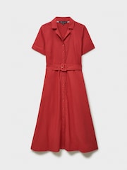 Crew Clothing Red Ava Linen-Blend Shirt Dress - Image 5 of 5